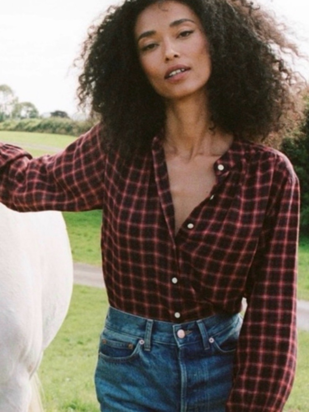 DÔEN Breena Top in Rouge Countryside Plaid